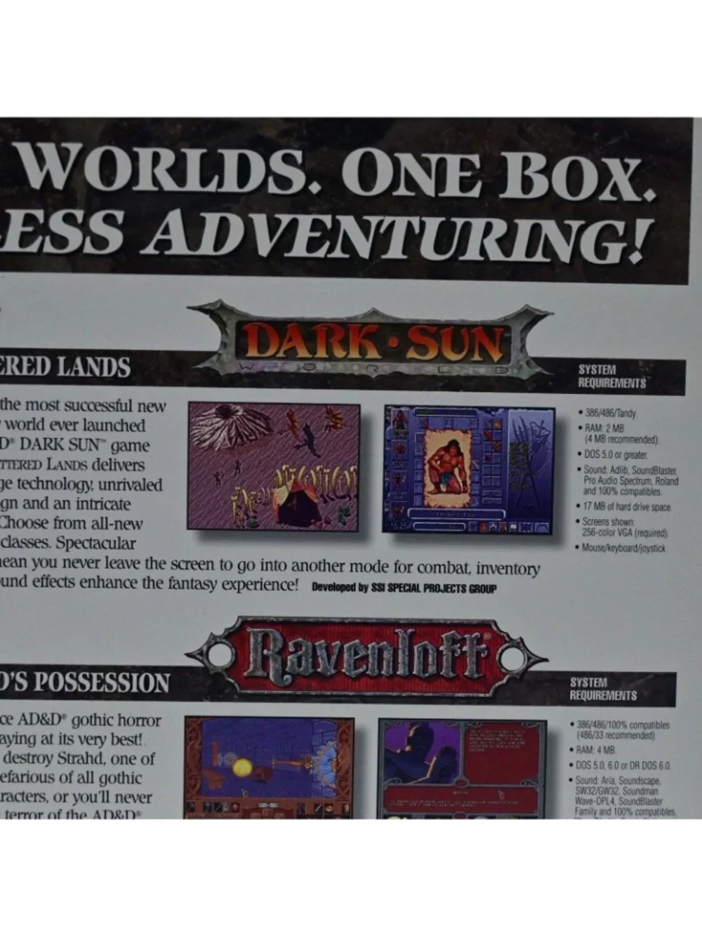 Three Worlds Of Advanced Dungeons And Dragons 2nd Edition Big Box PC Video Game